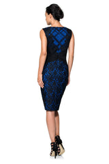 Embroidered Tulle and Pleated Tulle Boatneck Dress