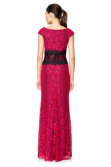 Contrast Lace Off Shoulder Gown