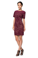 Laser Cut Micro Suede Short Sleeve Mini