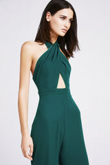 Amber Crepe Cutout Halter Jumpsuit