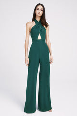 Amber Crepe Cutout Halter Jumpsuit