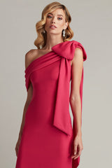 Cassia Bow-Shoulder Crepe Gown
