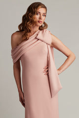 Cassia Bow-Shoulder Crepe Gown