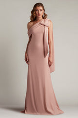 Cassia Bow-Shoulder Crepe Gown