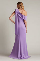 Cassia Bow-Shoulder Crepe Gown