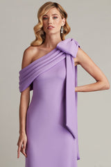 Cassia Bow-Shoulder Crepe Gown