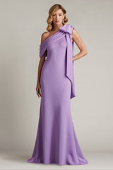 Cassia Bow-Shoulder Crepe Gown
