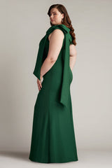 Cassia Bow-Shoulder Crepe Gown - PLUS SIZE