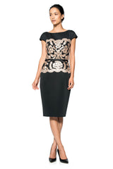 Neoprene and Paillette Lace Dress
