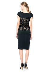 Neoprene and Corded Lace Overlay Dress