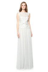 Silver Embroidered Tulle Gown