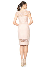 Sheer Illusion Embroidered Jersey Fitted Sheath