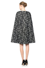 Corded Lace Spacer Mesh Cape Dress