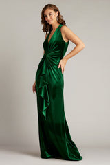 Cider Twist-Drape Velvet Gown