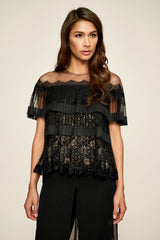 Tristan Pleated Lace Blouse