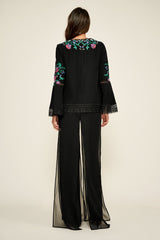 Koa Floral Embroidered Crepe Blouse