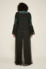 Koa Floral Embroidered Crepe Blouse - PLUS SIZE
