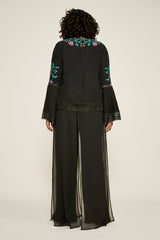 Koa Floral Embroidered Crepe Blouse - PLUS SIZE