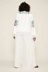 Koa Floral Embroidered Crepe Blouse - PLUS SIZE
