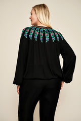 Alina Embroidered Crepe Blouse - PLUS SIZE