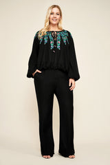 Alina Embroidered Crepe Blouse - PLUS SIZE