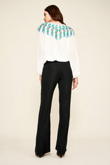 Alina Embroidered Crepe Blouse