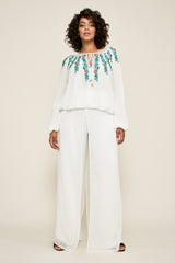 Alina Embroidered Crepe Blouse - PLUS SIZE