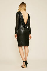 Porcia Cowl-Back Sequin Dress