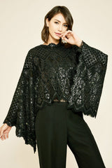 Pictor Metallic Embroidered Overlay Cape