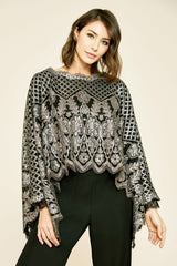 Pictor Metallic Embroidered Overlay Cape
