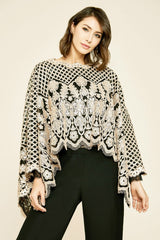 Pictor Metallic Embroidered Overlay Cape