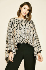Pictor Metallic Embroidered Overlay Cape