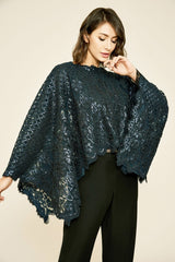 Pictor Metallic Embroidered Overlay Cape