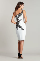 Tadashi Shoji - Seddon One-Shoulder Neoprene Dress-WH/BK