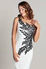 Tadashi Shoji - Seddon One-Shoulder Neoprene Dress-WH/BK