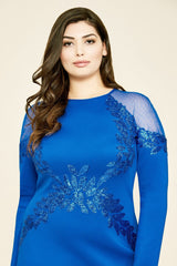 Bowen Long-Sleeve Sequin Embroidered Dress - PLUS SIZE