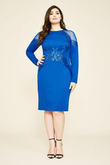 Bowen Long-Sleeve Sequin Embroidered Dress - PLUS SIZE