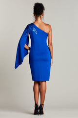 Columba One-Shoulder Sequin Crepe Dress