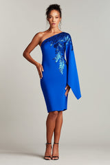 Columba One-Shoulder Sequin Crepe Dress