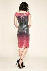 Rosetta Off-The-Shoulder Sequin Ombre Dress