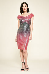 Rosetta Off-The-Shoulder Sequin Ombre Dress