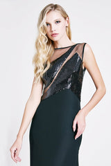 Kate Crepe Sequin Sleeveless Gown