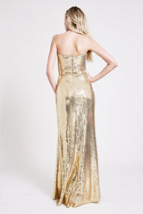 Adriana Sequin Strapless Gown