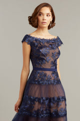 Adriane Floral Embroidered Tea-Length Dress