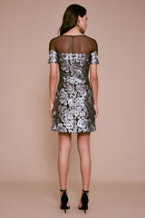 Kala Floral Sequin Embroidered Mini Dress
