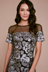 Kala Floral Sequin Embroidered Mini Dress