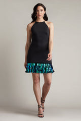 Selena Neoprene Sequin-Fringe Mini Dress