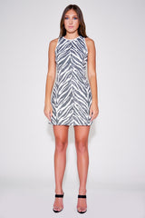 Reid Zebra Print Halter Mini Dress