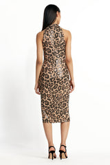 Selita Halter Cheetah Print Midi Dress