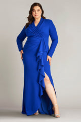 Markum Long-Sleeve Flounce Gown - PLUS SIZE